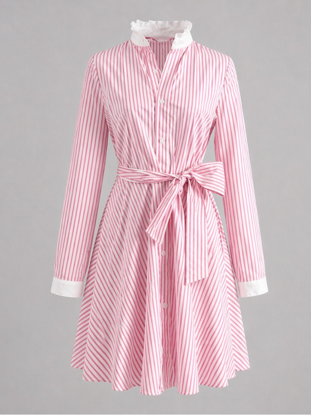 Kiel James Patrick KJP Oxford Striped Shirtdress Midi Pink / White XS